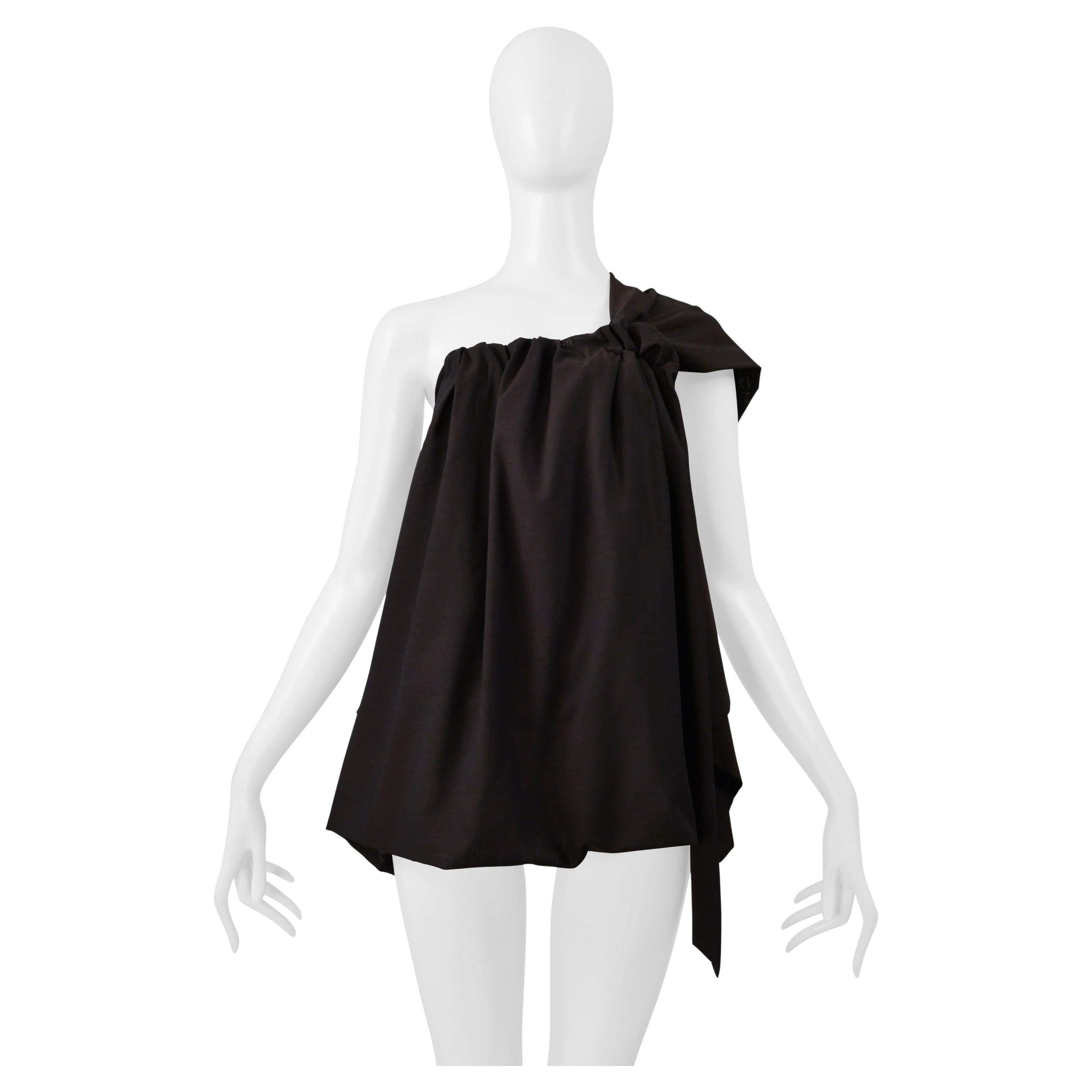 Yohji Yamamoto Top monospalla nero con borsa a tracolla 2001