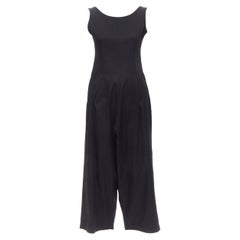 YOHJI YAMAMOTO black. roped laced back dropped crotch wide leg jumpsuit JP1 S