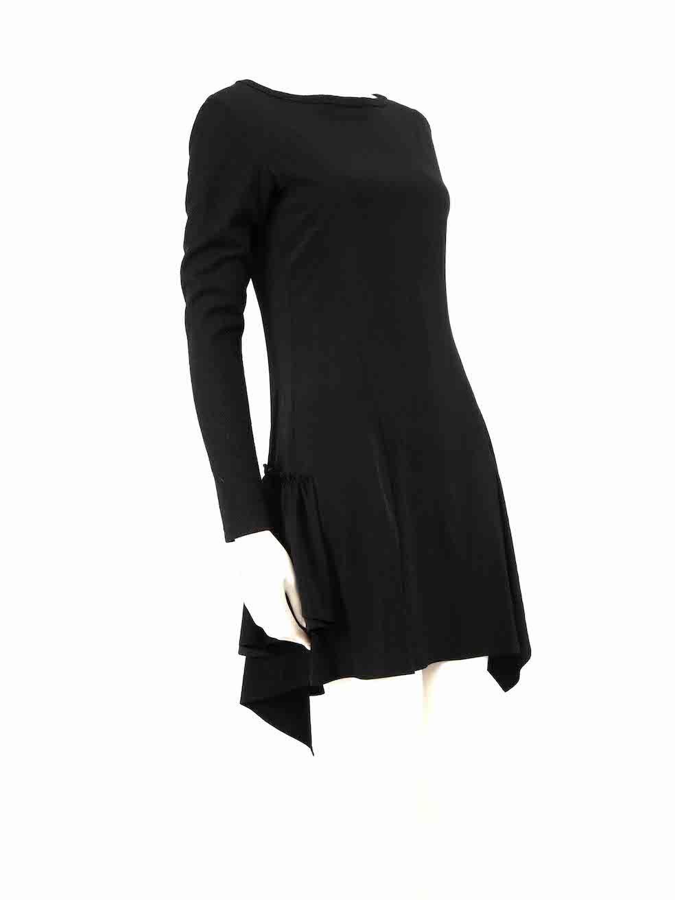 CONDITION is Very good. Hardly any visible wear to dress is evident on this used Yohji Yamamoto designer resale item.
 
 
 
 Details
 
 
 Black
 
 Synthetic
 
 Dress
 
 Mini
 
 Long sleeves
 
 Round neck
 
 Ruffle trim
 
 Side sip fastening
 
 
 
 
