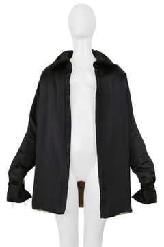 Yohji Yamamoto Black Satin Linen Coat With Collar 2000-01
