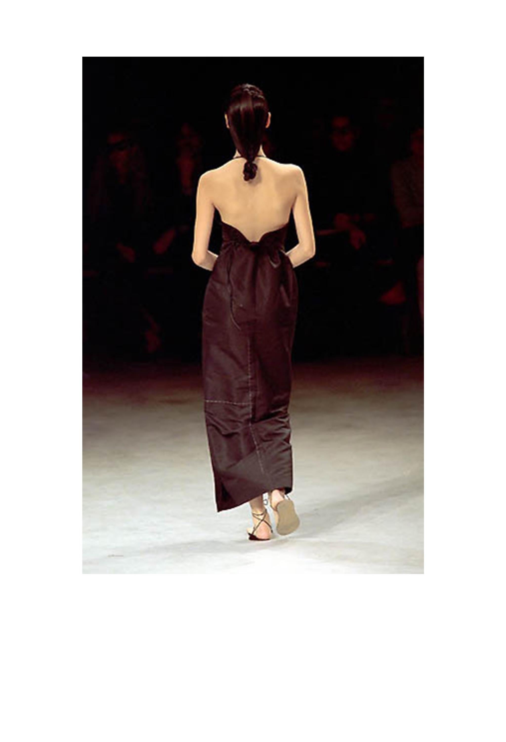 Yohji Yamamoto Robe en soie noire avec bretelles en cuir et en croix 2000 en vente 3