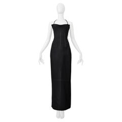 Yohji Yamamoto - Vestito in seta nera con cinturini incrociati e in pelle - 2000
