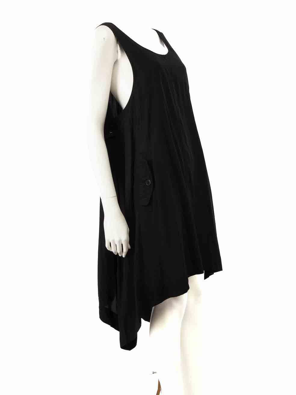 CONDITION is Very good. Minimal wear to dress is evident. One of the button strap on left underarm is missing on this used Y's by Yohji Yamamoto designer resale item.
 
 
 
 Details
 
 
 Black
 
 Cupro
 
 Dress
 
 Sleeveless
 
 Knee length
 
 Round