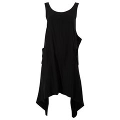 Yohji Yamamoto Vestido negro sin mangas con detalle de bolsillo Talla XS