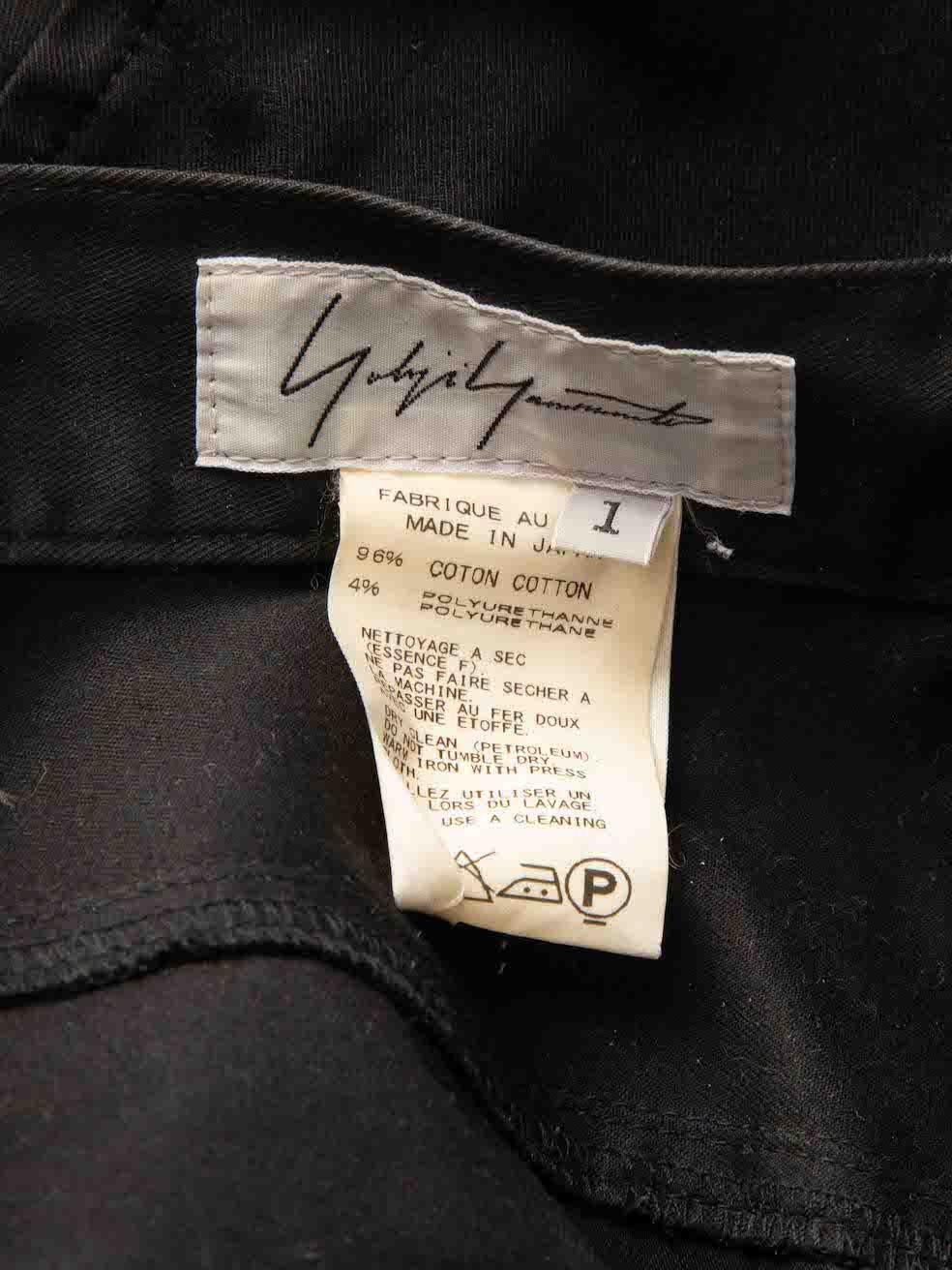 Women's Yohji Yamamoto Black Slim Fit High Rise Trousers Size XS For Sale