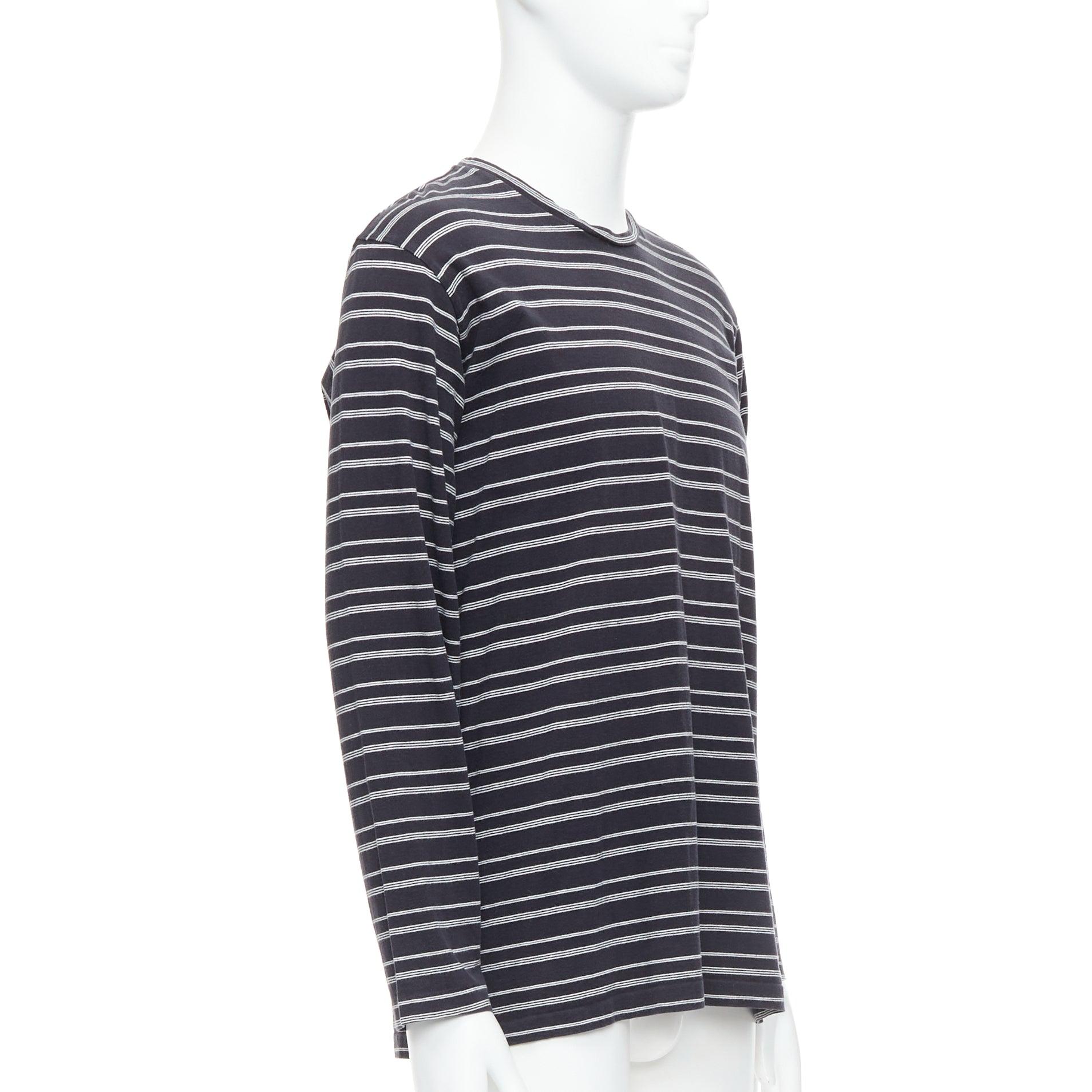Noir YOHJI YAMAMOTO tshirt à manches longues à rayures horizontales noir et blanc M en vente