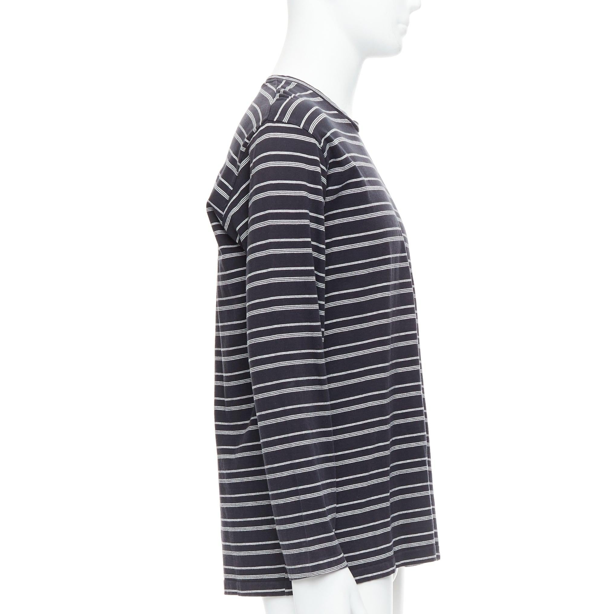 YOHJI YAMAMOTO tshirt à manches longues à rayures horizontales noir et blanc M Bon état - En vente à Hong Kong, NT