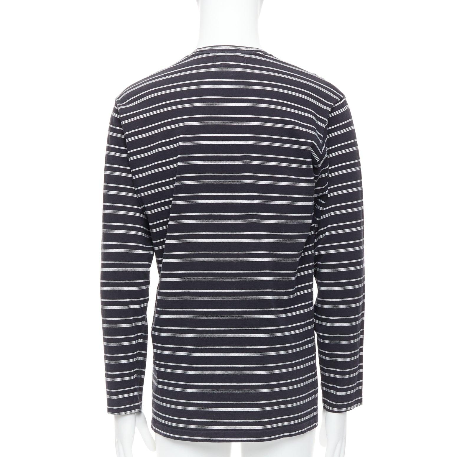 YOHJI YAMAMOTO tshirt à manches longues à rayures horizontales noir et blanc M Pour hommes en vente