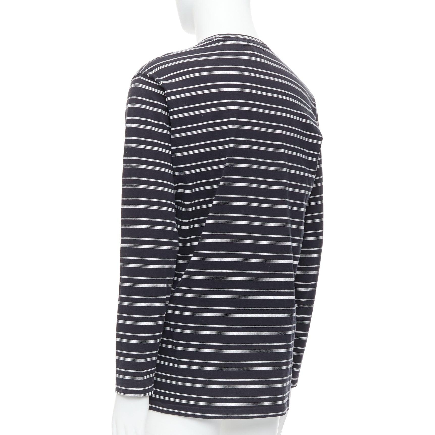 YOHJI YAMAMOTO tshirt à manches longues à rayures horizontales noir et blanc M en vente 1