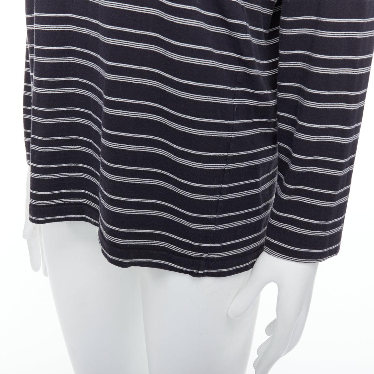 YOHJI YAMAMOTO tshirt à manches longues à rayures horizontales noir et blanc M en vente 2