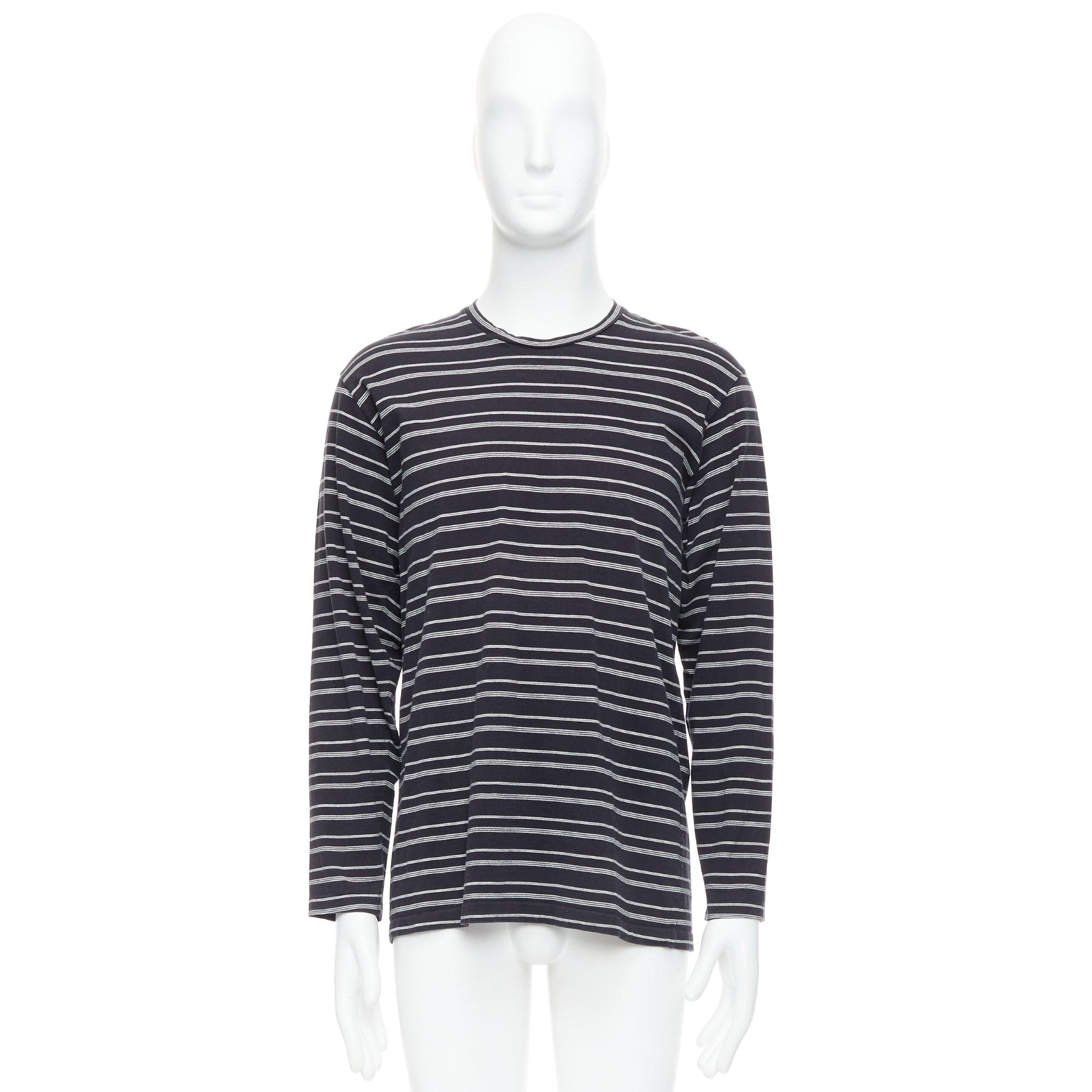 YOHJI YAMAMOTO tshirt à manches longues à rayures horizontales noir et blanc M en vente 4