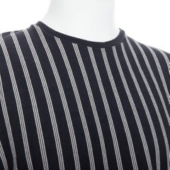 YOHJI YAMAMOTO black white vertical stripe asymmetric print tshirt M