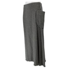 Yohji Yamamoto Black & White Wool Hounds-tooth Check asymmetrical Fringe Skirt 3