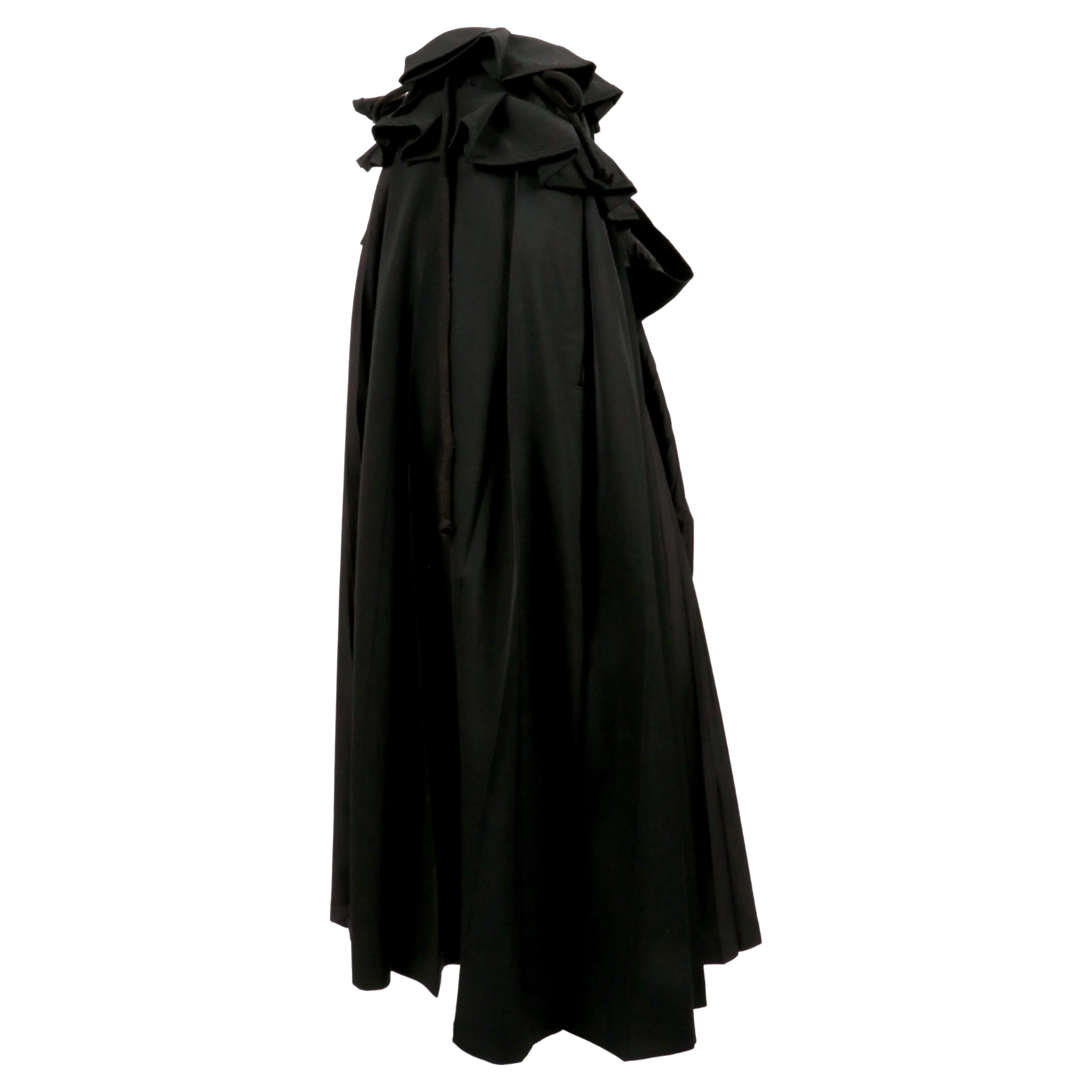 YOHJI YAMAMOTO black wool and silk pleated wrap skirt In Good Condition For Sale In San Fransisco, CA
