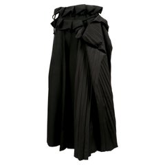 YOHJI YAMAMOTO black wool and silk pleated wrap skirt