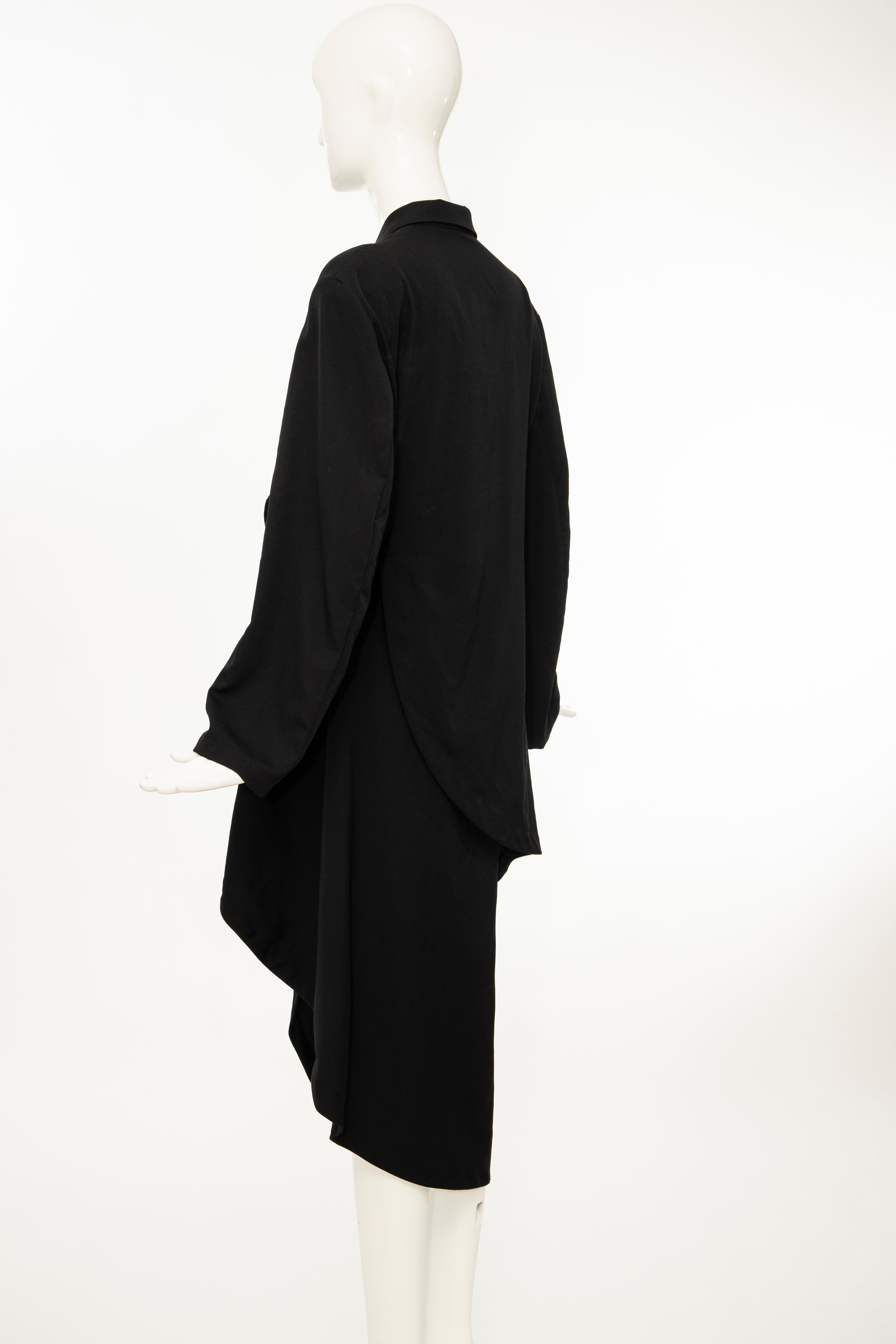 Yohji Yamamoto Black Lightweight Wool Coat Sloap Pockets, Spring 2017 For Sale 4