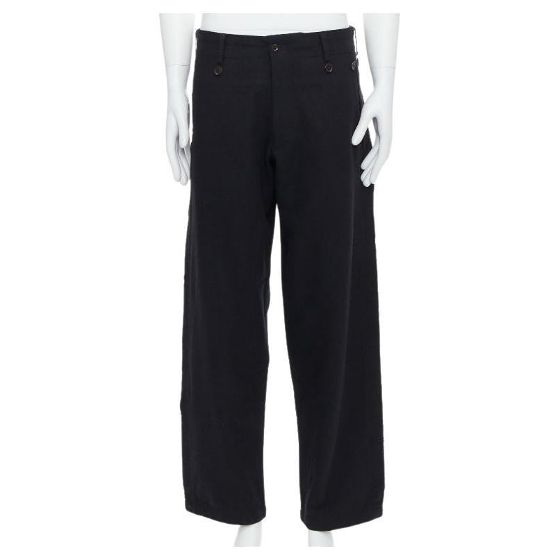YOHJI YAMAMOTO Schwarze Hose aus Wollmischung mit Knopfleiste und rohem Rand JP2 M
