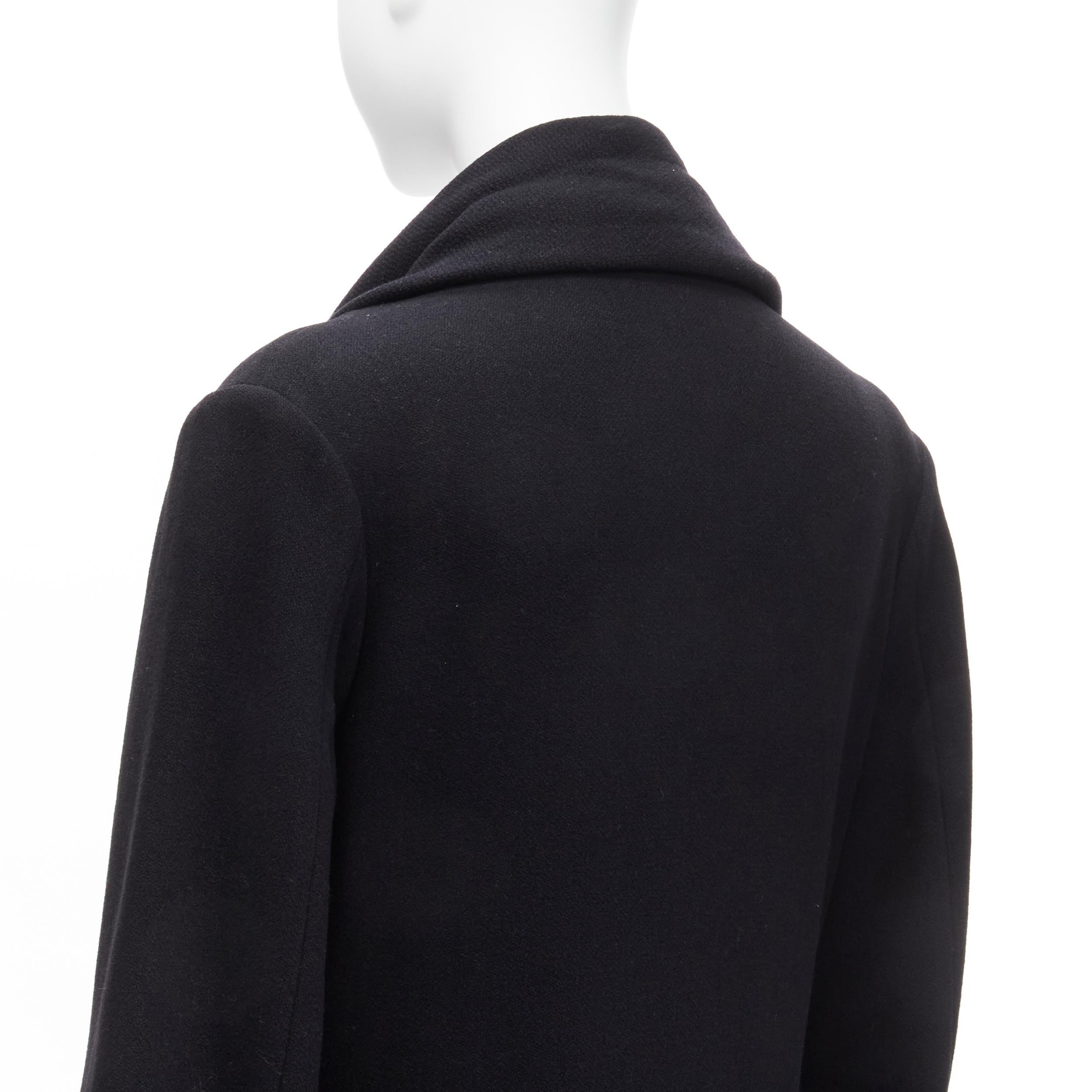 YOHJI YAMAMOTO black wool blend wrap scarf multi pockets longline coat JP2 M 4