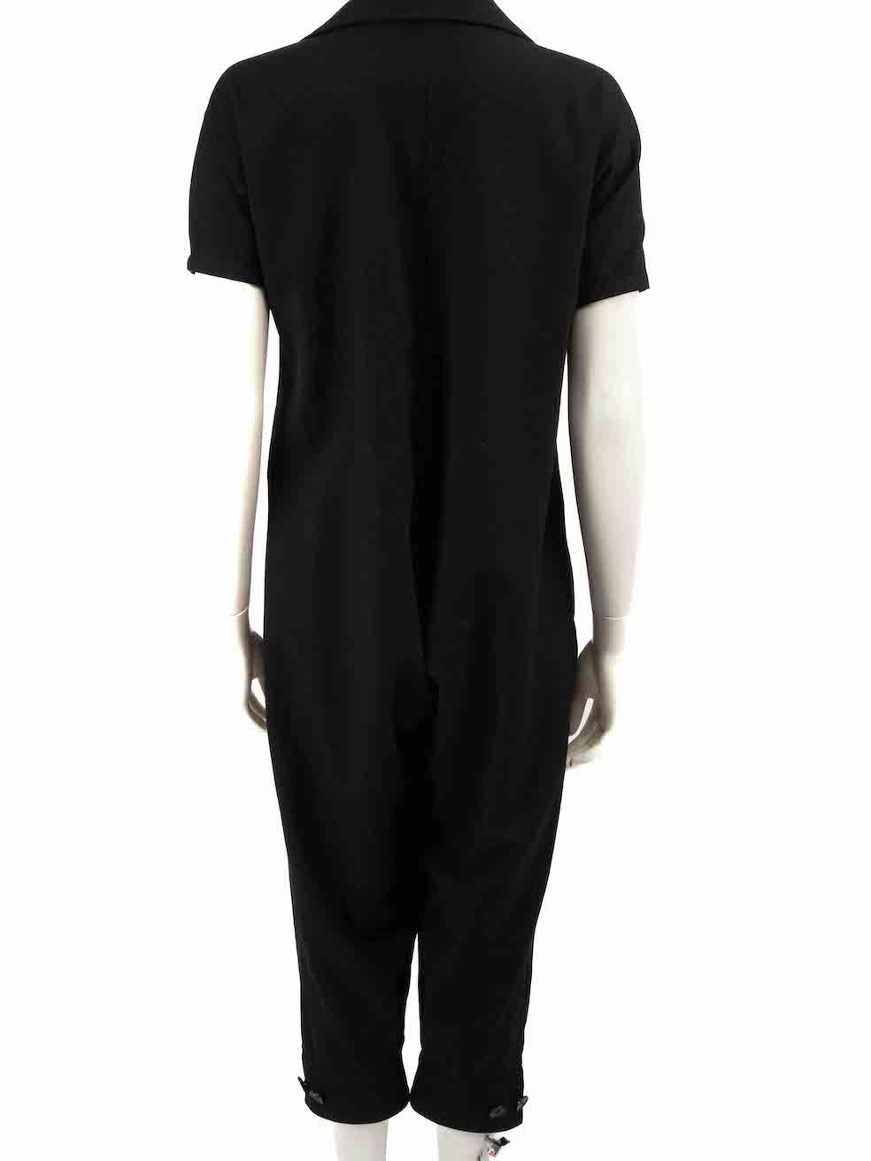 Yohji Yamamoto Black Wool Buttoned Jumpsuit Size XS In Good Condition For Sale In London, GB