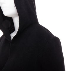 YOHJI YAMAMOTO black wool cotton linen hooded long coat JP1 S
