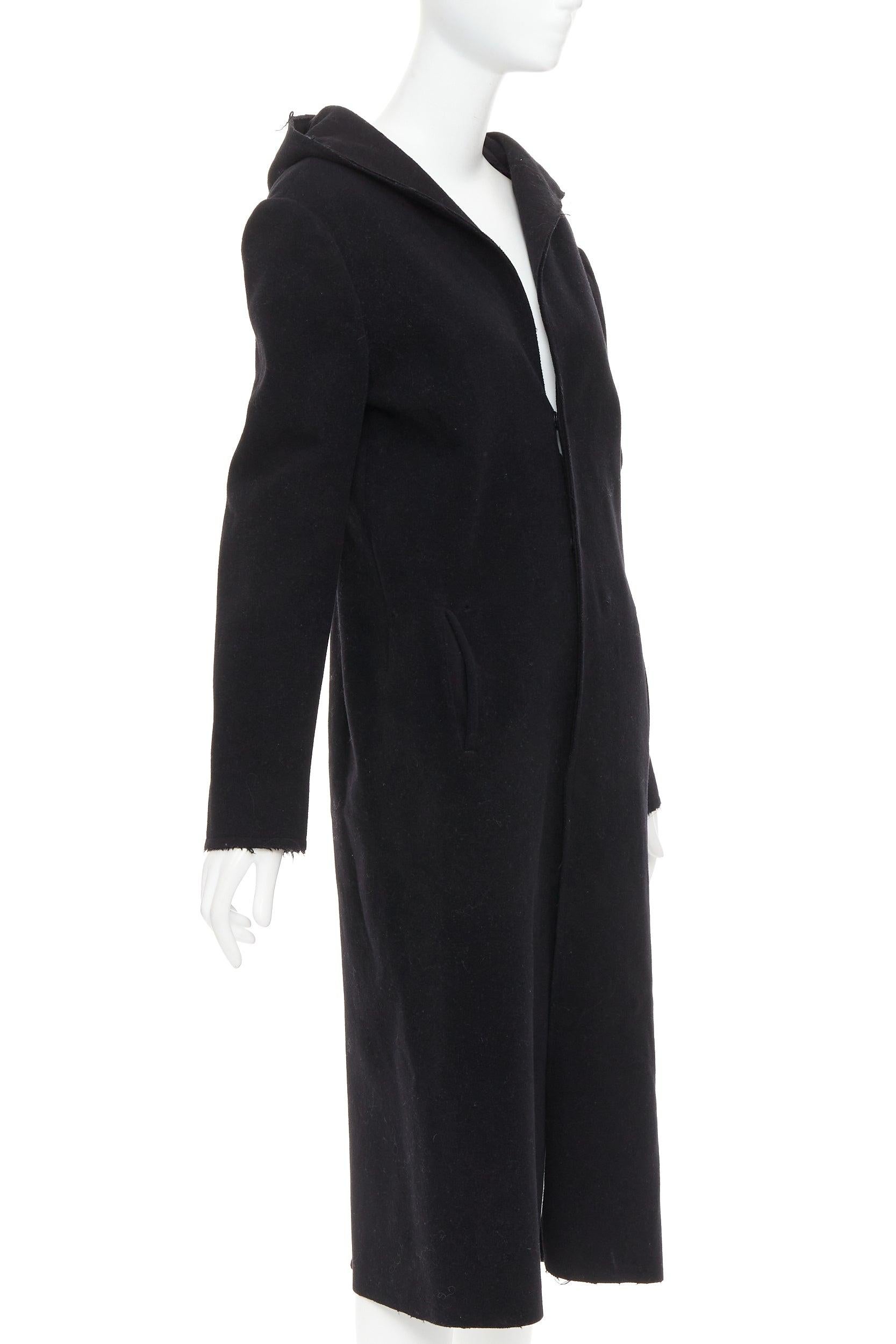 YOHJI YAMAMOTO manteau long à capuche en laine de coton lin noir JP1 S Bon état - En vente à Hong Kong, NT