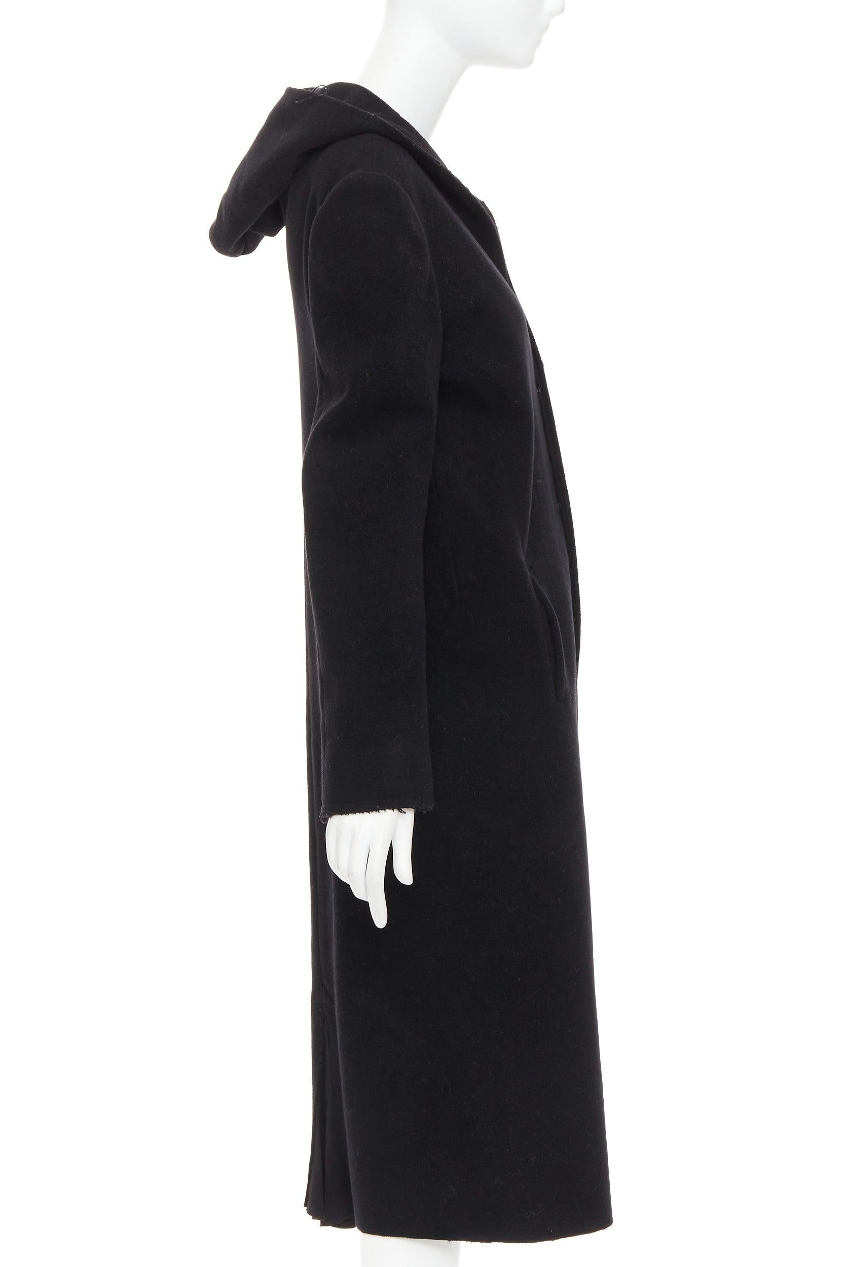 YOHJI YAMAMOTO manteau long à capuche en laine de coton lin noir JP1 S Pour femmes en vente