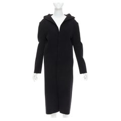 YOHJI YAMAMOTO schwarzer Leinenmantel mit Kapuze aus Wolle und Baumwolle JP1 S