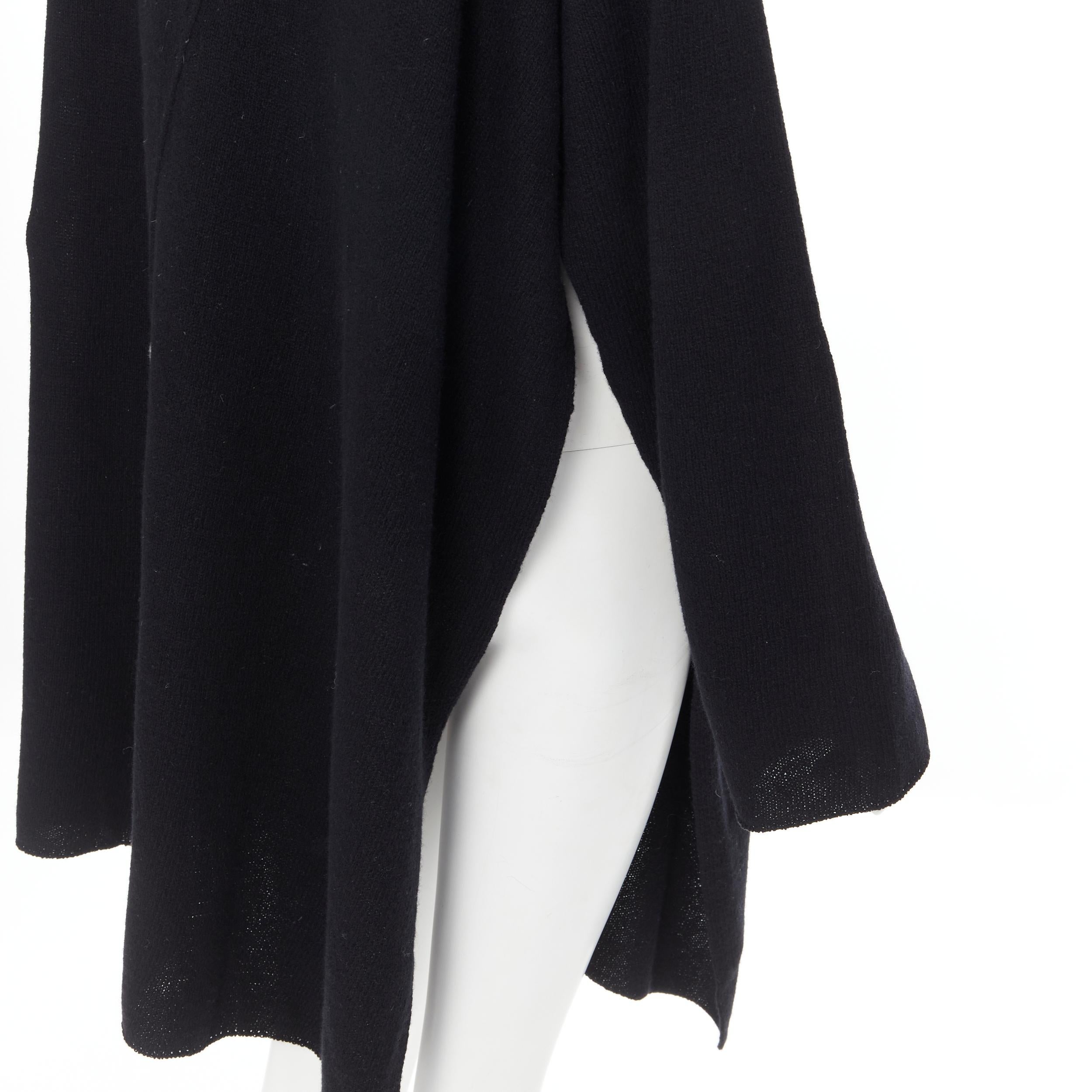 YOHJI YAMAMOTO black wool cotton white whipstitch open side tunic sweater JP2 5