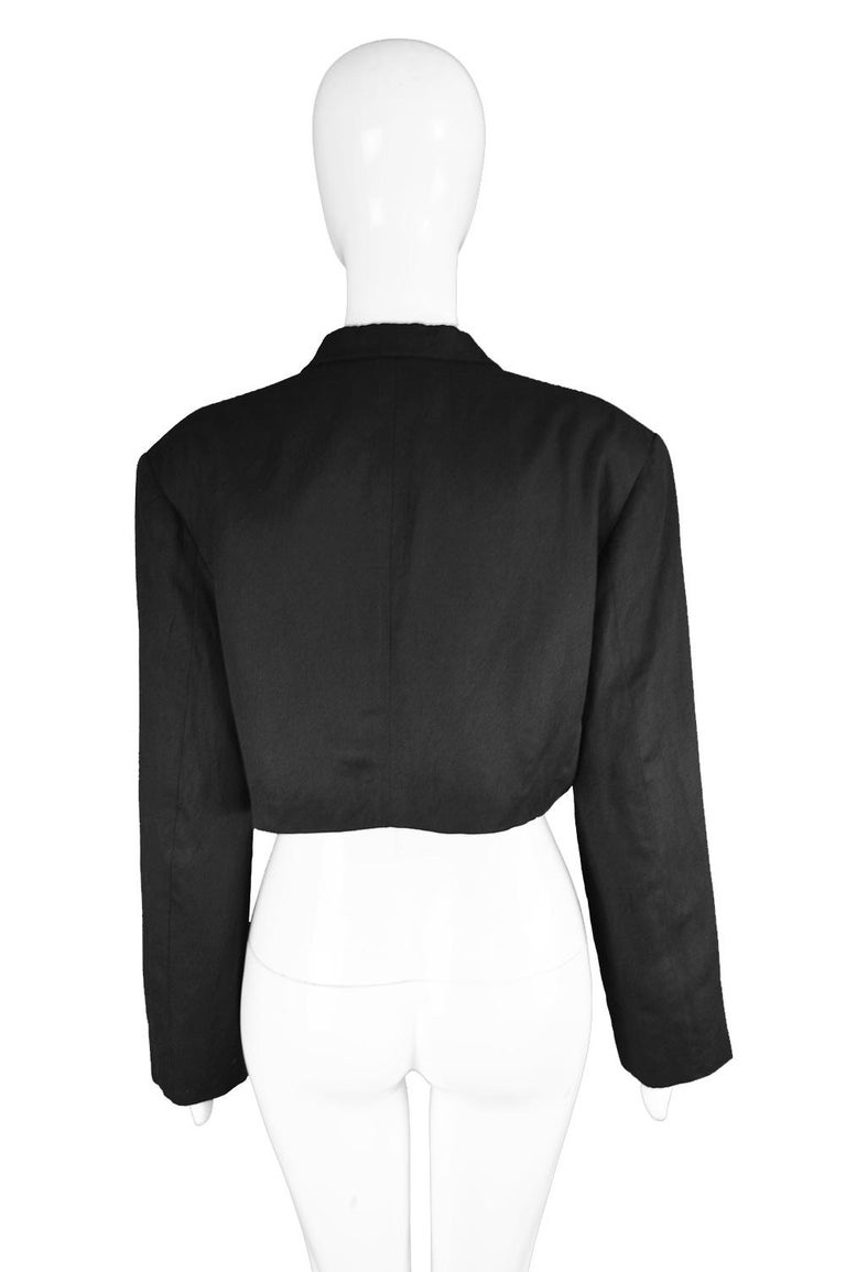 Yohji Yamamoto Black Wool Cropped Women's Blazer Jacket, 1980s For Sale ...