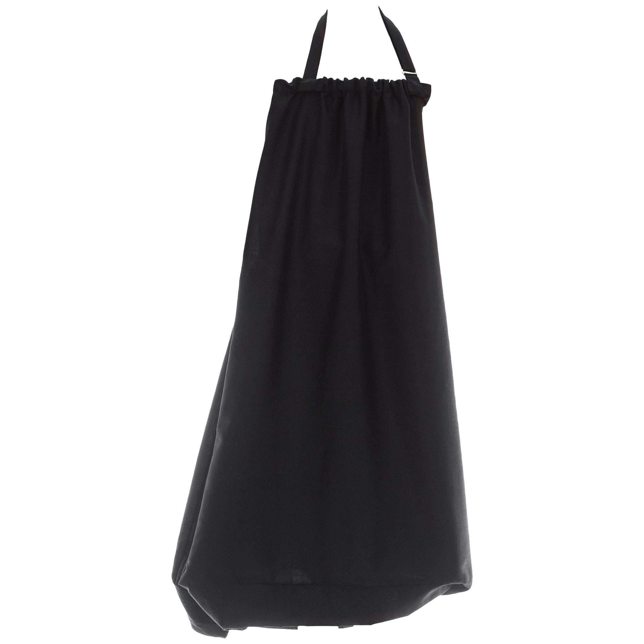 Yohji Yamamoto black wool dress with built-in bag, ss 2001 For Sale