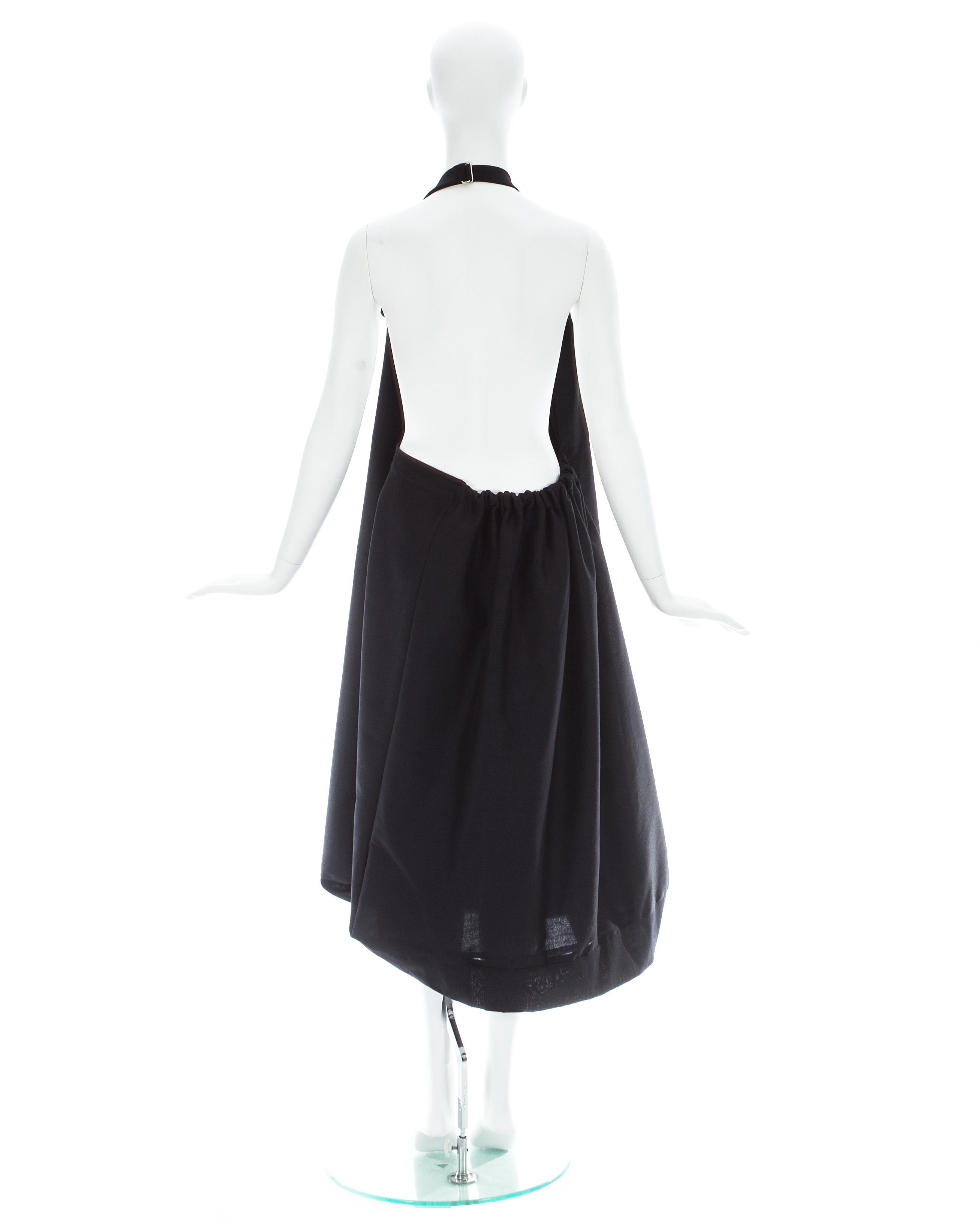 Yohji Yamamoto black wool dress with built-in bag, ss 2001 In Excellent Condition For Sale In London, GB