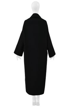 Yohji Yamamoto Black Wool Egg Shape Overcoat With Notch Lapels 1999