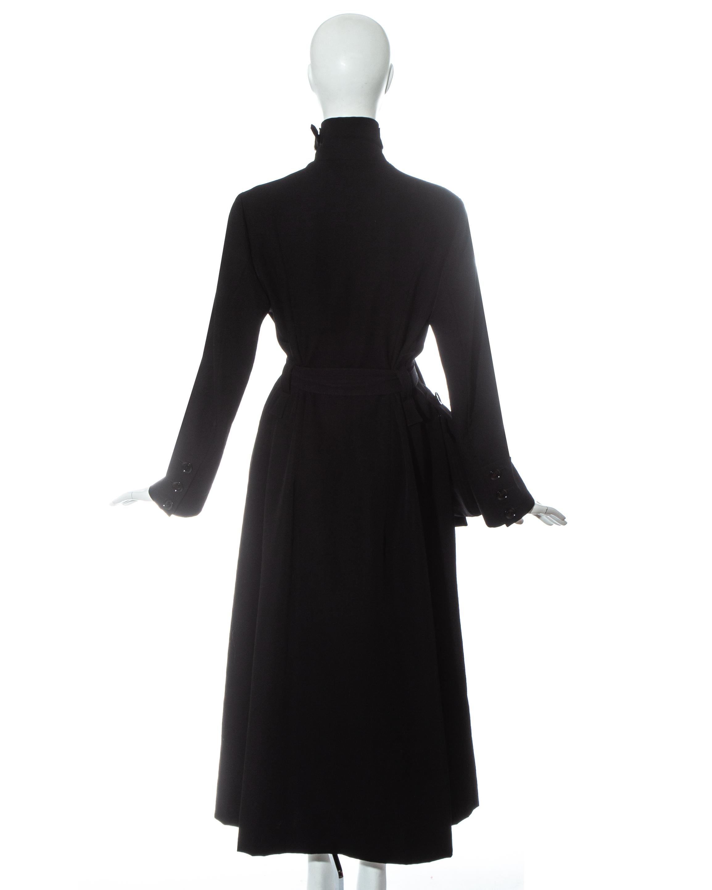 Yohji Yamamoto black wool gabardine coat with exaggerated pockets, fw 2004 For Sale 1