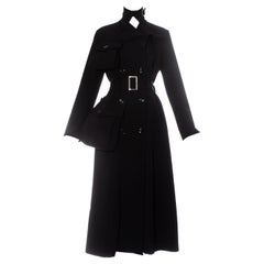 Yohji Yamamoto black wool gabardine coat with exaggerated pockets, fw 2004