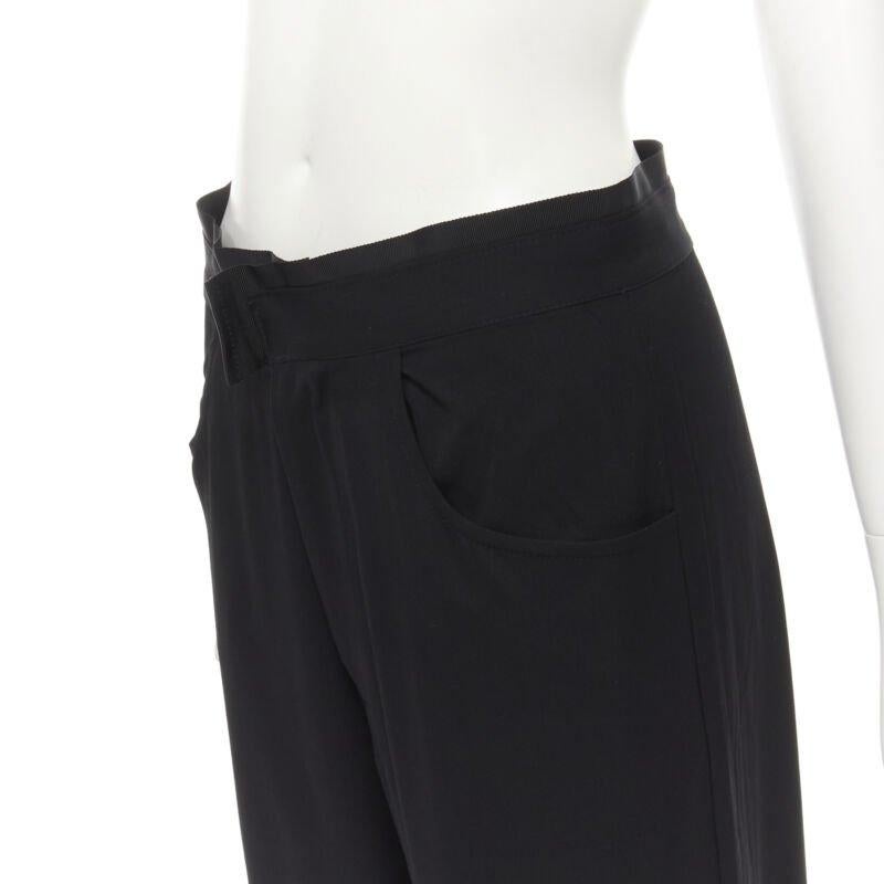 YOHJI YAMAMOTO black wool grosgrain trim waist high waisted wide leg pants JP3 L
Reference: AEMA/A00095
Brand: Yohji Yamamoto
Designer: Yohji Yamamoto
Material: Wool
Color: Black
Pattern: Solid
Closure: Zip
Extra Details: Snap button zip fly.