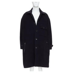 YOHJI YAMAMOTO black wool hooded pocketed cocoon coat M