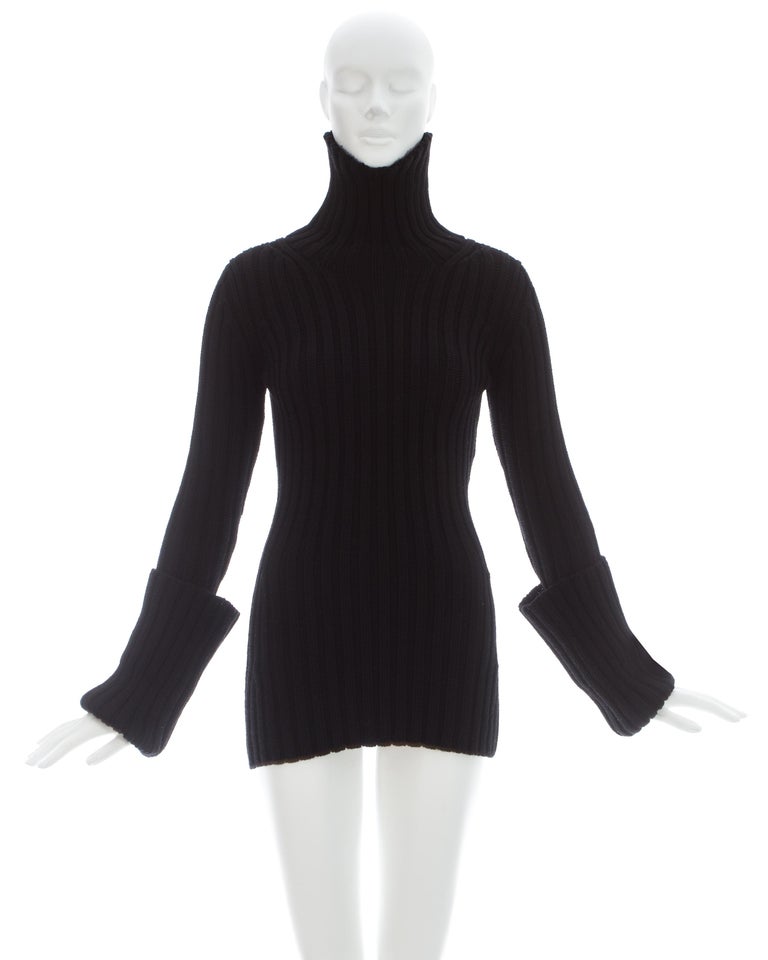 Yohji Yamamoto black wool knitted turtle neck sweater, ca. 1998 For ...