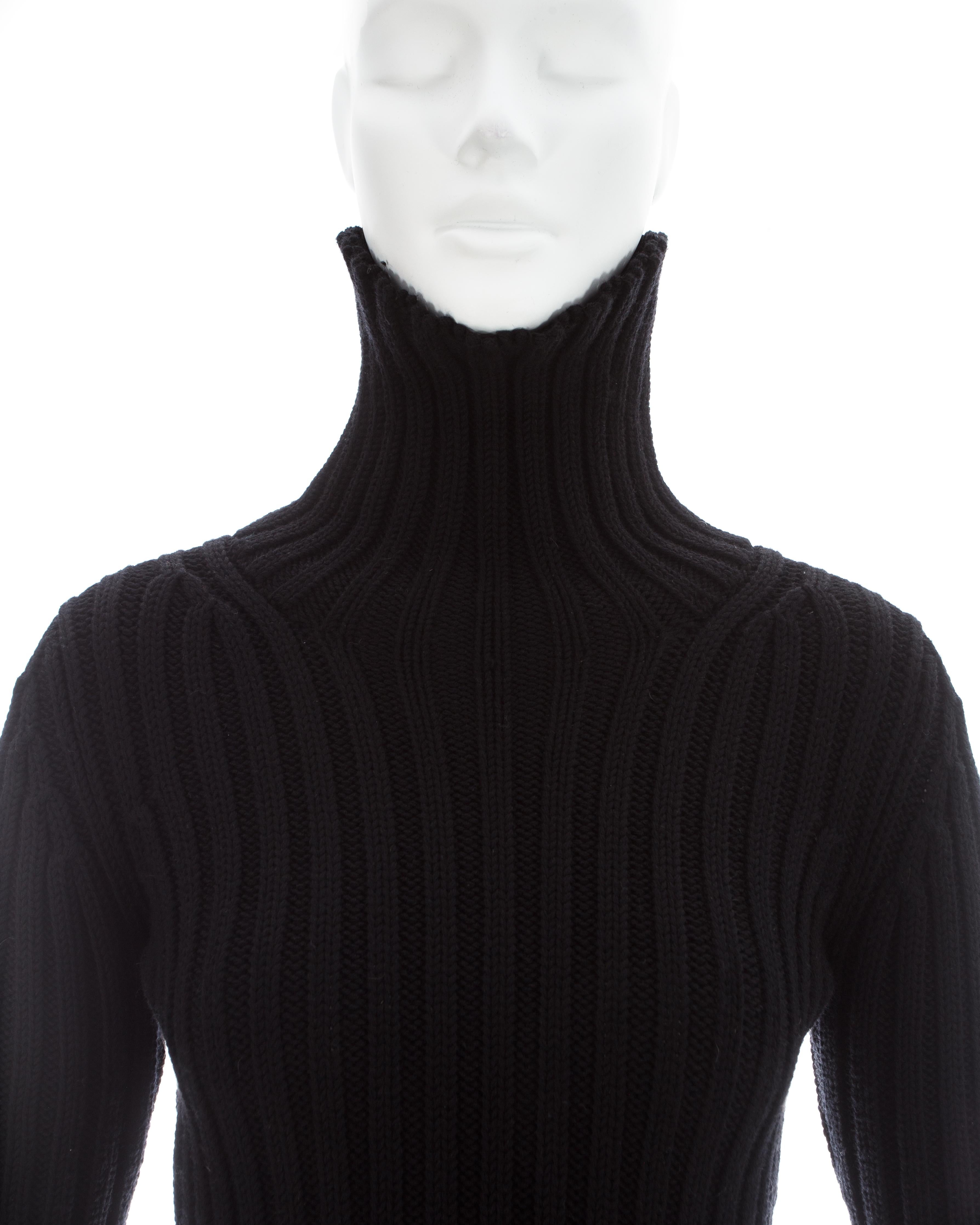 Black Yohji Yamamoto black wool knitted turtle neck sweater, ca. 1998 For Sale