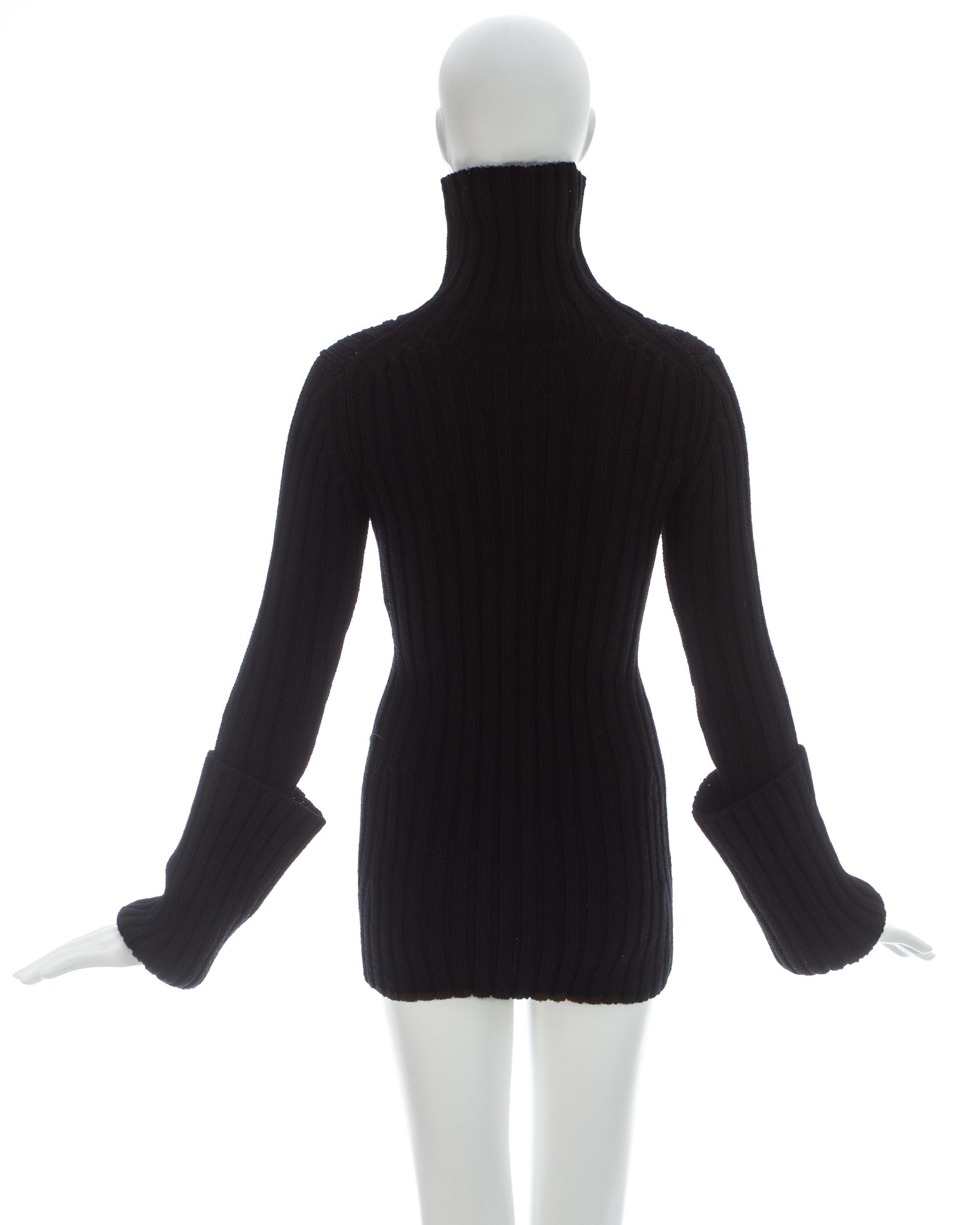 Yohji Yamamoto black wool knitted turtle neck sweater, ca. 1998 For Sale 3