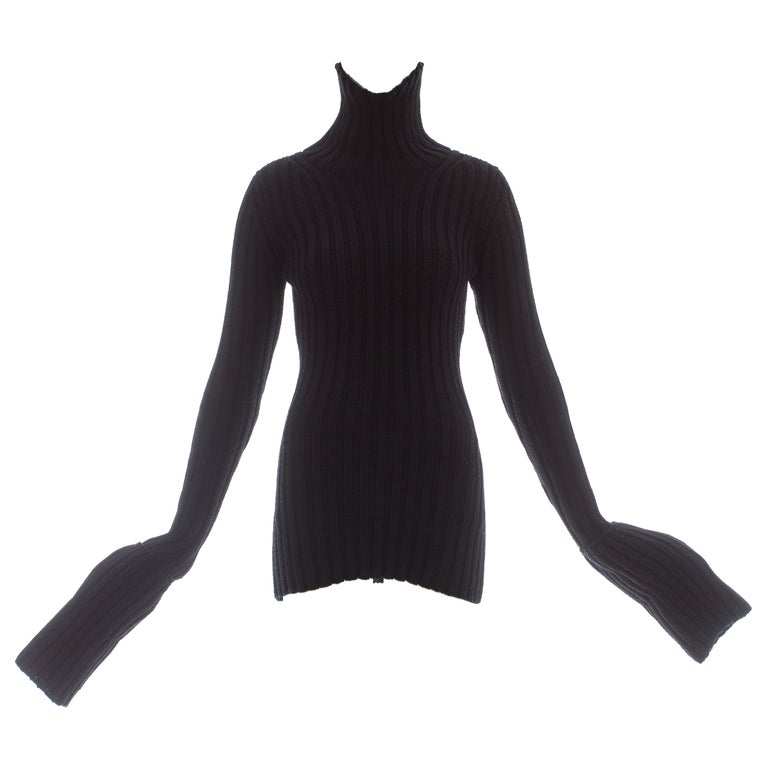 Yohji Yamamoto black wool knitted turtle neck sweater, ca. 1998 For ...