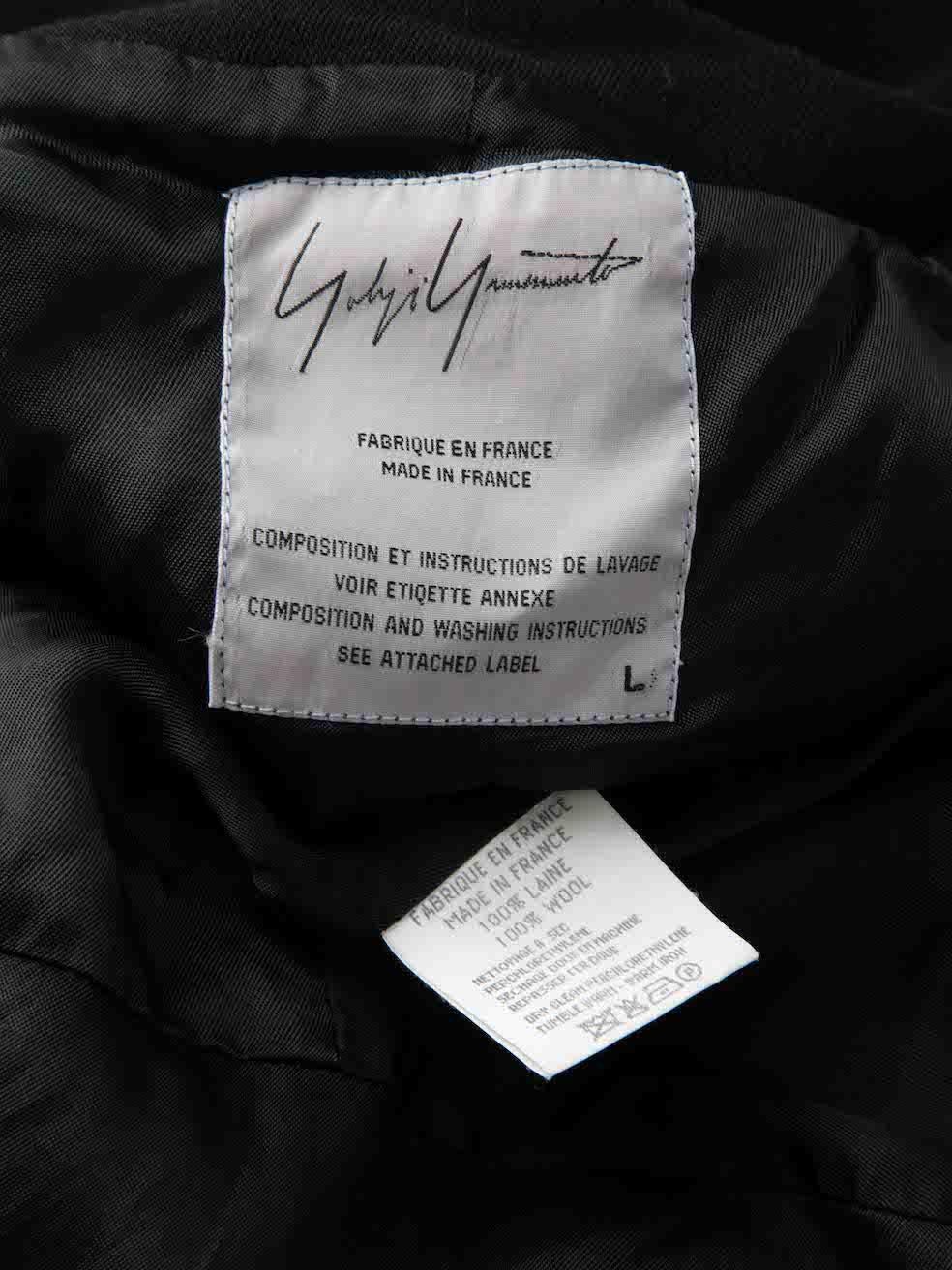 Manteau long surdimensionné en laine noire Yohji Yamamoto, taille L Pour femmes en vente