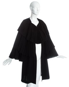 Yohji Yamamoto black wool pleated evening cape, c. 1990