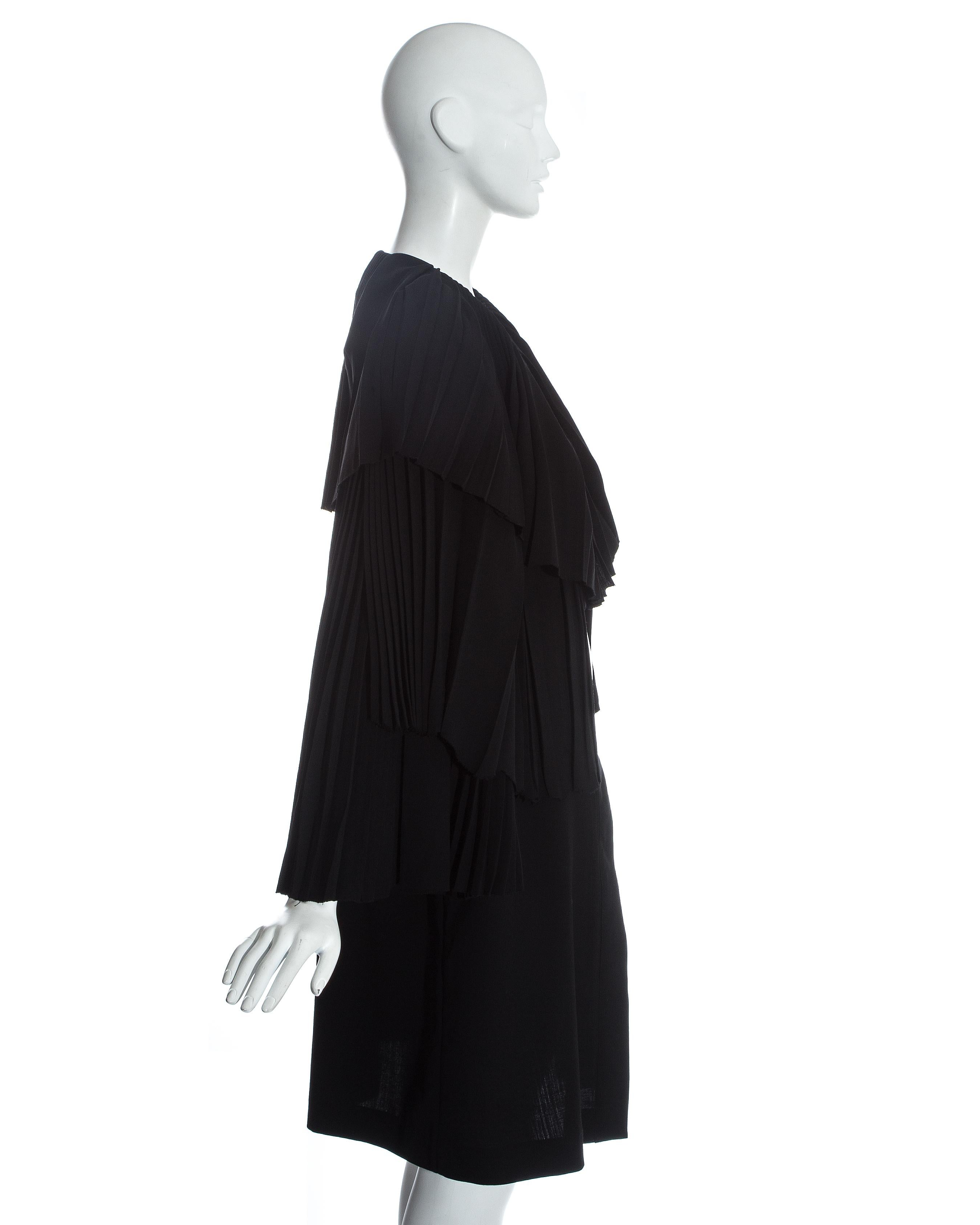 Black Yohji Yamamoto black wool pleated evening cape, c. 1990 For Sale