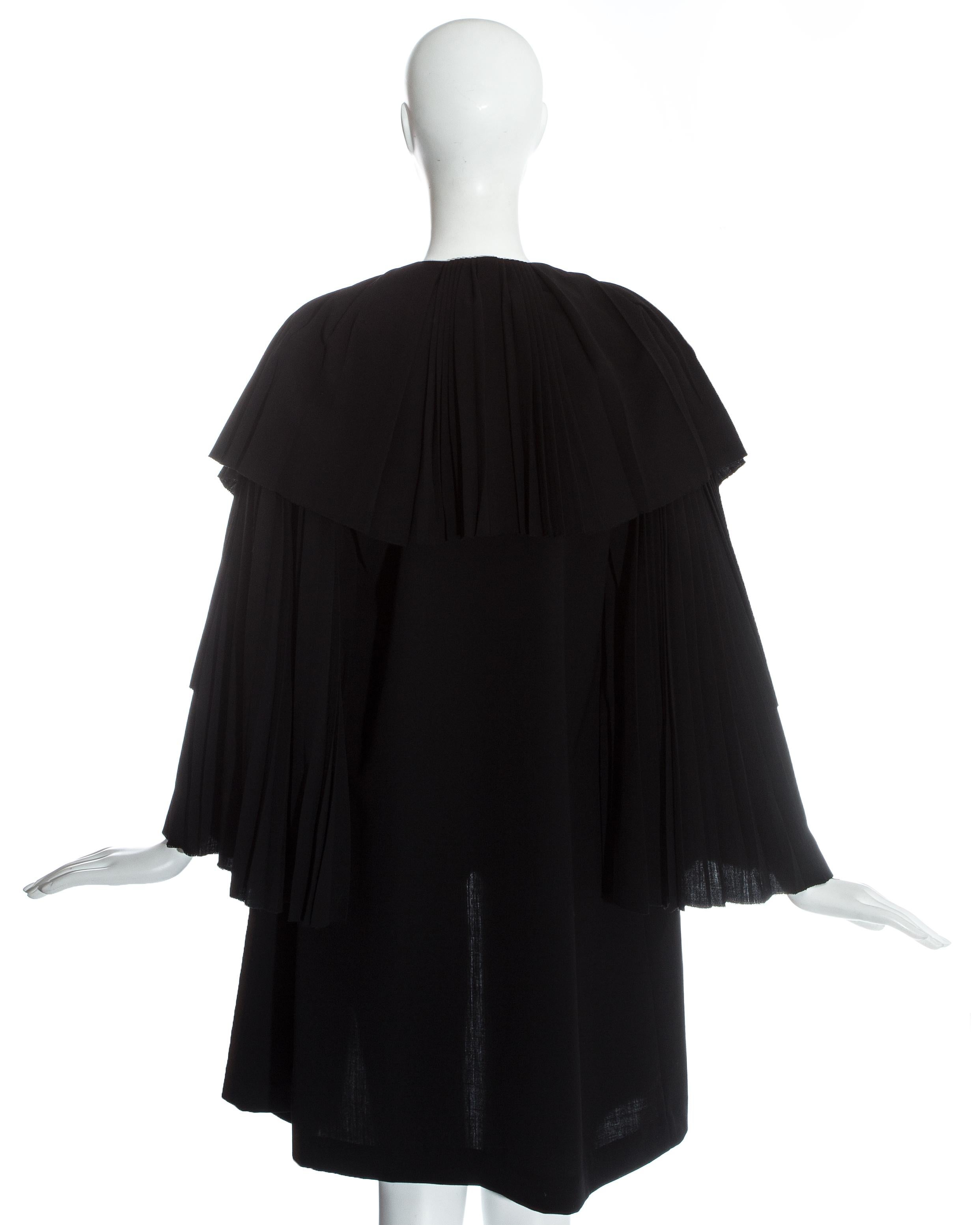 Yohji Yamamoto black wool pleated evening cape, c. 1990 For Sale 1