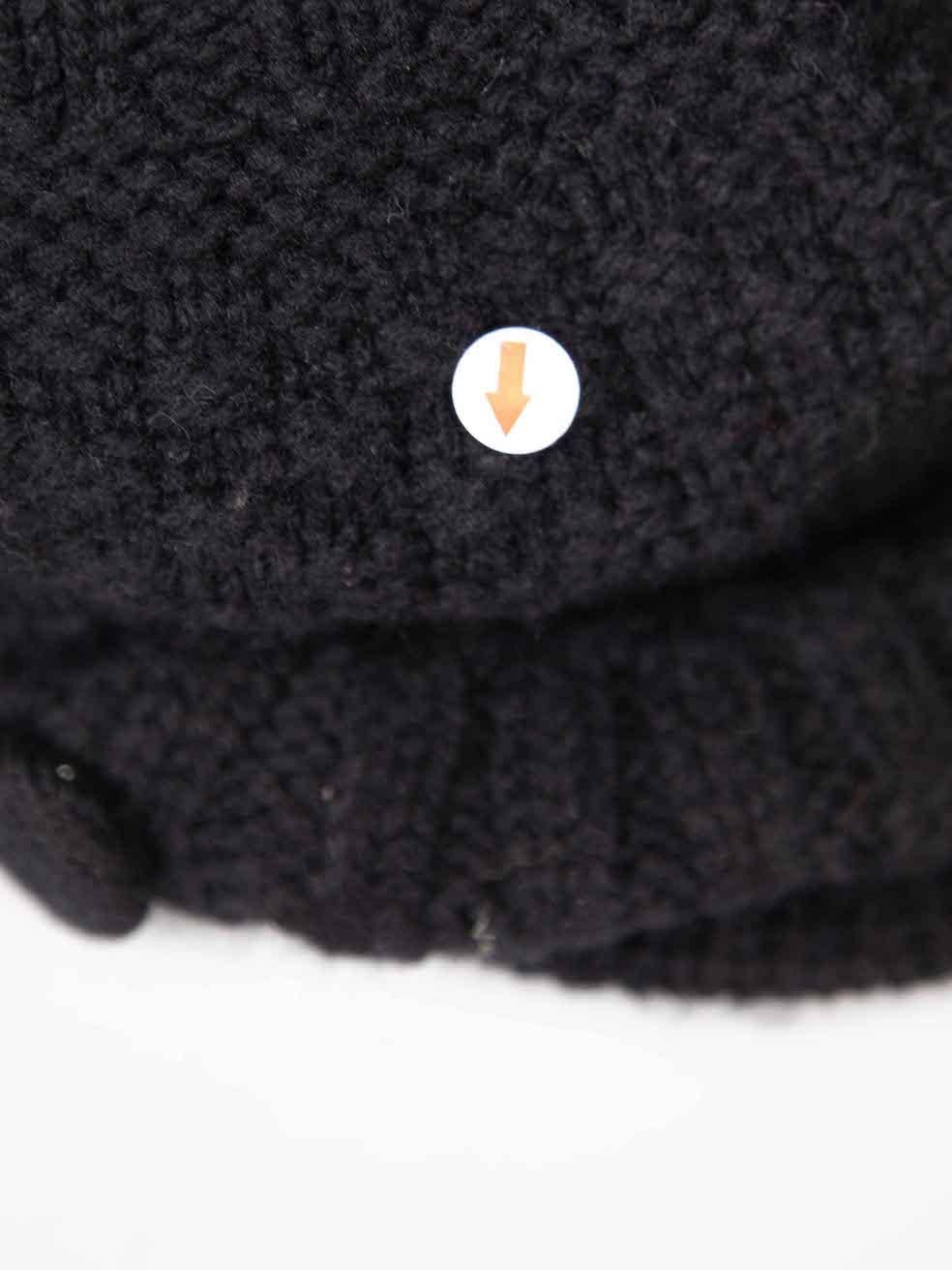 Yohji Yamamoto Black Wool Pom Pom Knit Hat For Sale 1