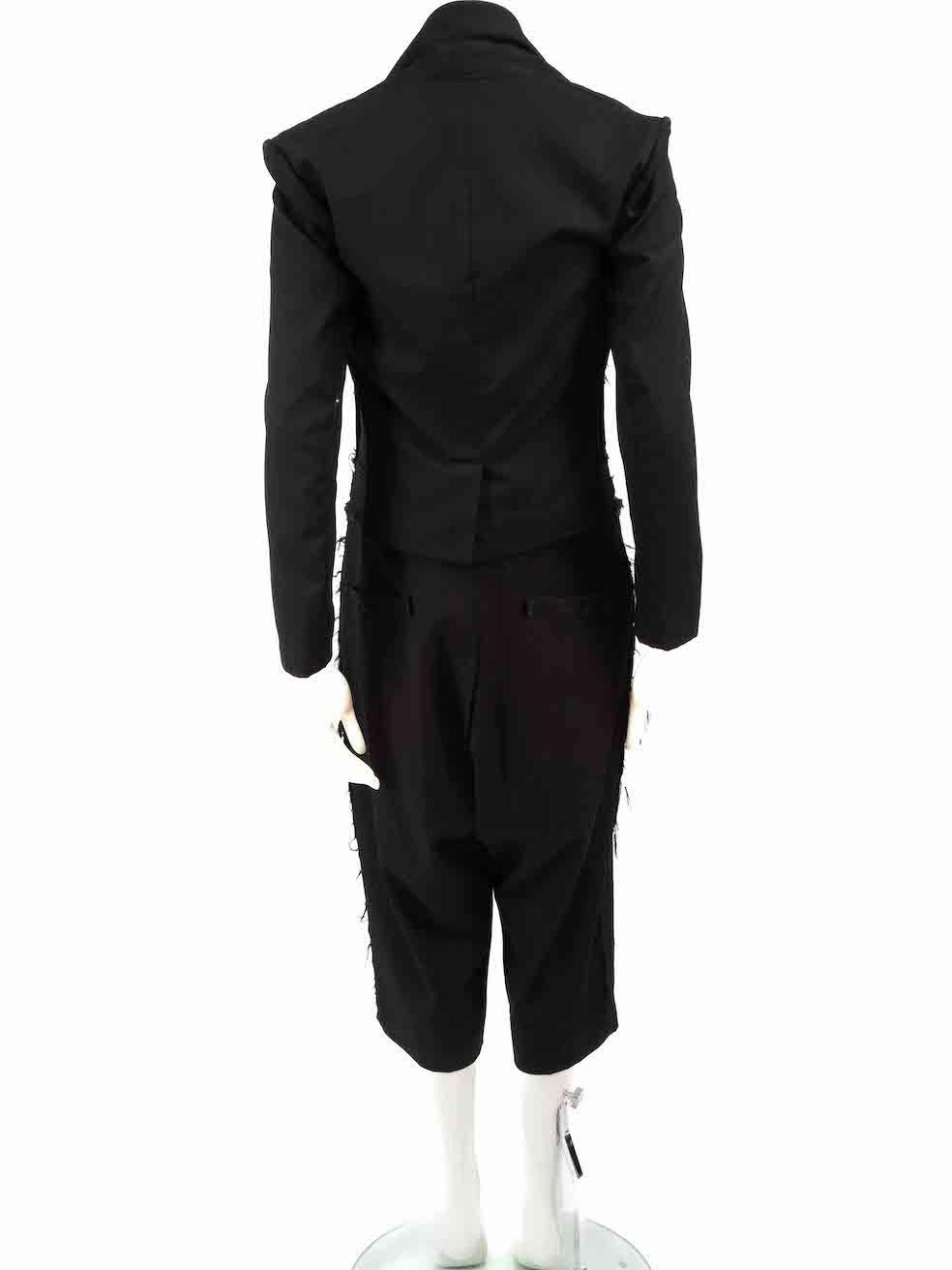Yohji Yamamoto Black Wool Raw Edge Jumpsuit Set Size XS In Good Condition For Sale In London, GB