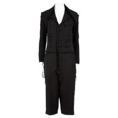 Yohji Yamamoto Schwarzer Woll-Overall-Set mit Rohkante-Overall Größe XS