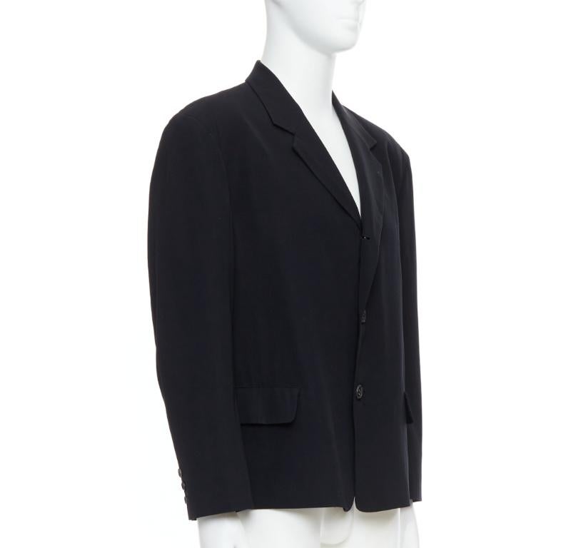 Black YOHJI YAMAMOTO black wool shoulder padded oversized boxy blazer M For Sale