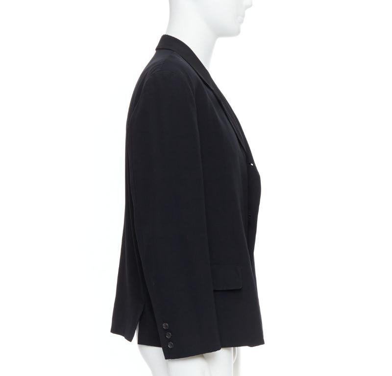 YOHJI YAMAMOTO black wool shoulder padded oversized boxy blazer M In Good Condition For Sale In Hong Kong, NT