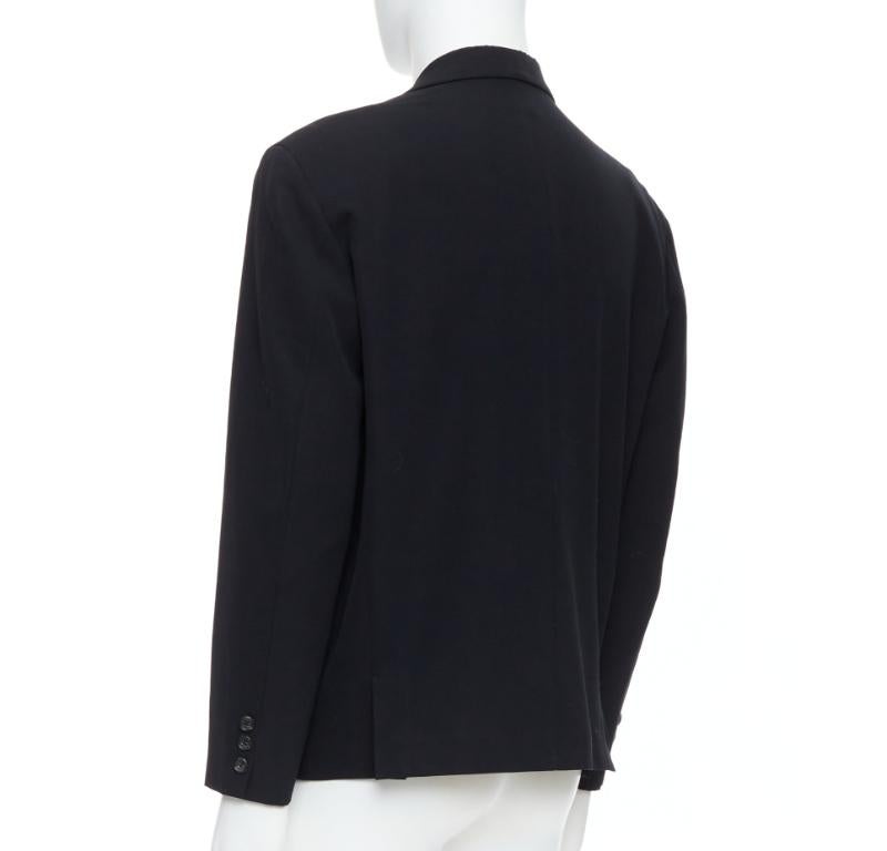 YOHJI YAMAMOTO black wool shoulder padded oversized boxy blazer M For Sale 1
